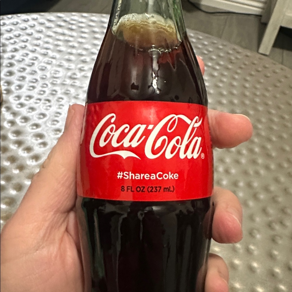 Coca-Cola Red and White Glass Bottle -Jamie - Picture 3 of 3